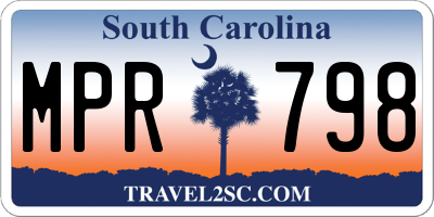 SC license plate MPR798