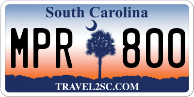 SC license plate MPR800