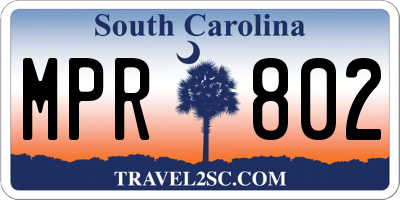 SC license plate MPR802