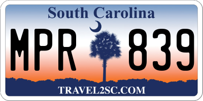 SC license plate MPR839