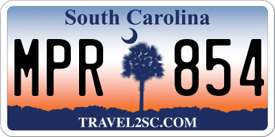 SC license plate MPR854