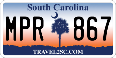 SC license plate MPR867