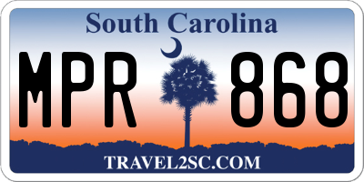 SC license plate MPR868
