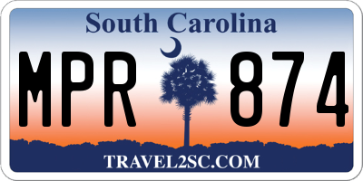 SC license plate MPR874