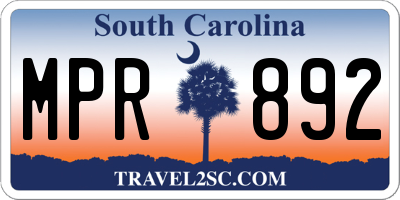 SC license plate MPR892
