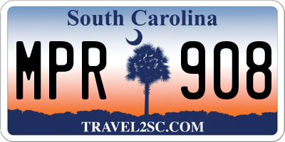 SC license plate MPR908