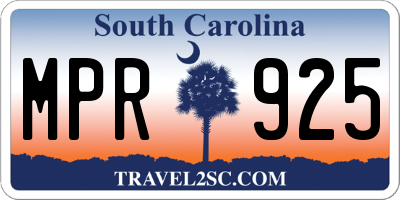 SC license plate MPR925