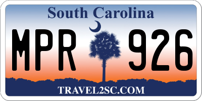 SC license plate MPR926
