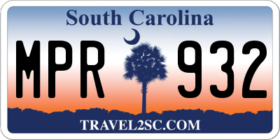 SC license plate MPR932