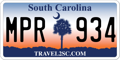 SC license plate MPR934