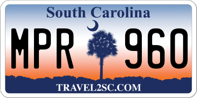 SC license plate MPR960