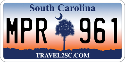 SC license plate MPR961