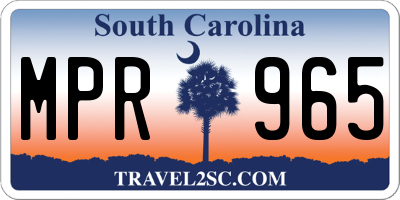 SC license plate MPR965