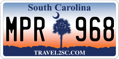SC license plate MPR968