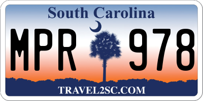 SC license plate MPR978