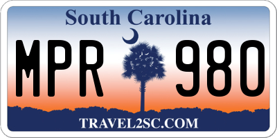 SC license plate MPR980