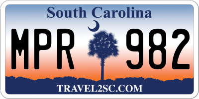 SC license plate MPR982