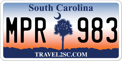SC license plate MPR983