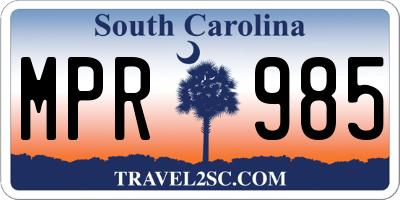 SC license plate MPR985