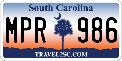 SC license plate MPR986