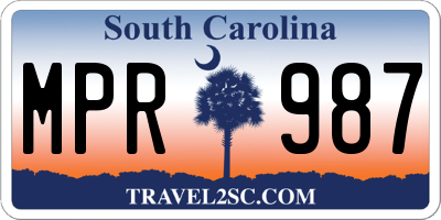 SC license plate MPR987