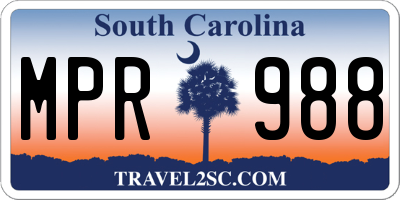 SC license plate MPR988