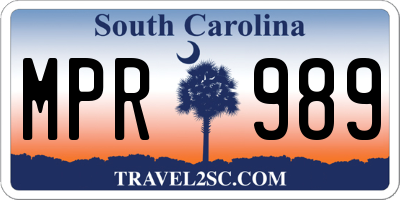 SC license plate MPR989