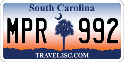 SC license plate MPR992