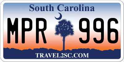 SC license plate MPR996