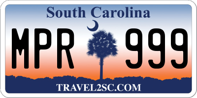 SC license plate MPR999