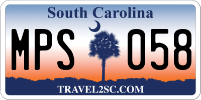 SC license plate MPS058