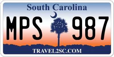 SC license plate MPS987