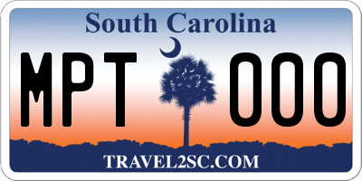 SC license plate MPT000