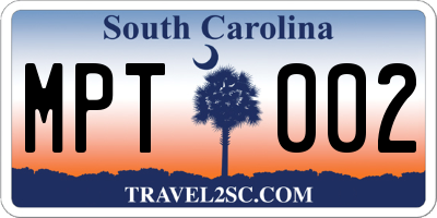 SC license plate MPT002