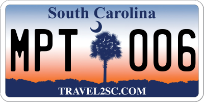 SC license plate MPT006