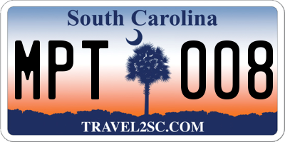 SC license plate MPT008