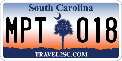 SC license plate MPT018