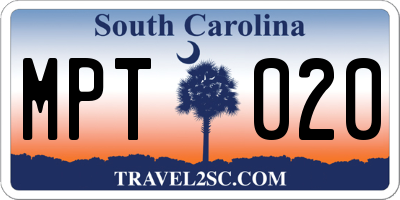 SC license plate MPT020