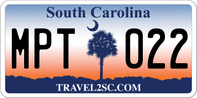 SC license plate MPT022