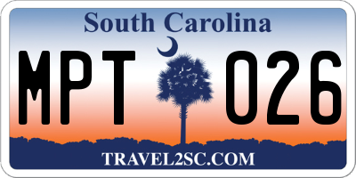 SC license plate MPT026