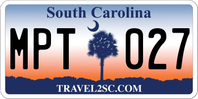SC license plate MPT027
