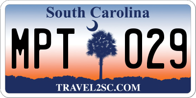 SC license plate MPT029