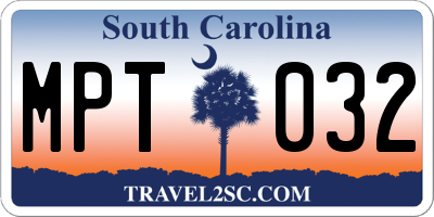 SC license plate MPT032
