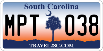 SC license plate MPT038