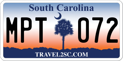 SC license plate MPT072