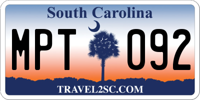 SC license plate MPT092