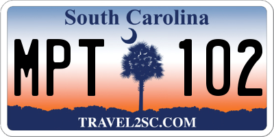 SC license plate MPT102