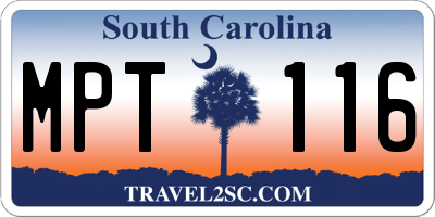 SC license plate MPT116