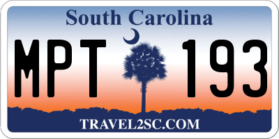 SC license plate MPT193