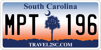 SC license plate MPT196